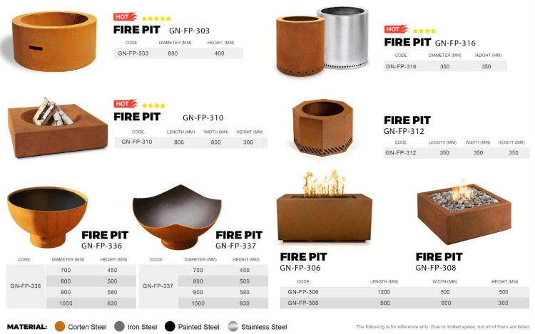 Decoration Corten Steel Propane Firepit Metal Gas Fire Pit