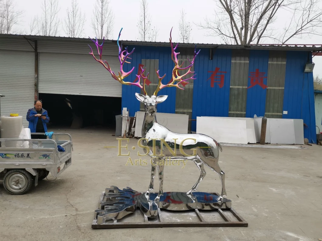 Hot Sale Metal Garden Stainless Steel Deer Statues Sculpture for City