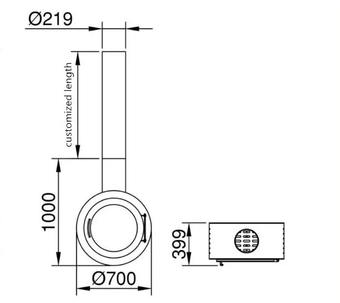 Hanging and Rotating Indoor Hotel Steel Fireplace